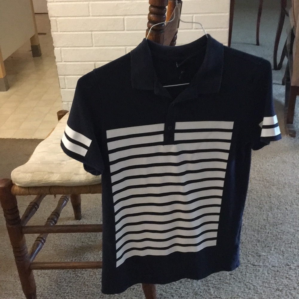 Dark Blue Striped Polo